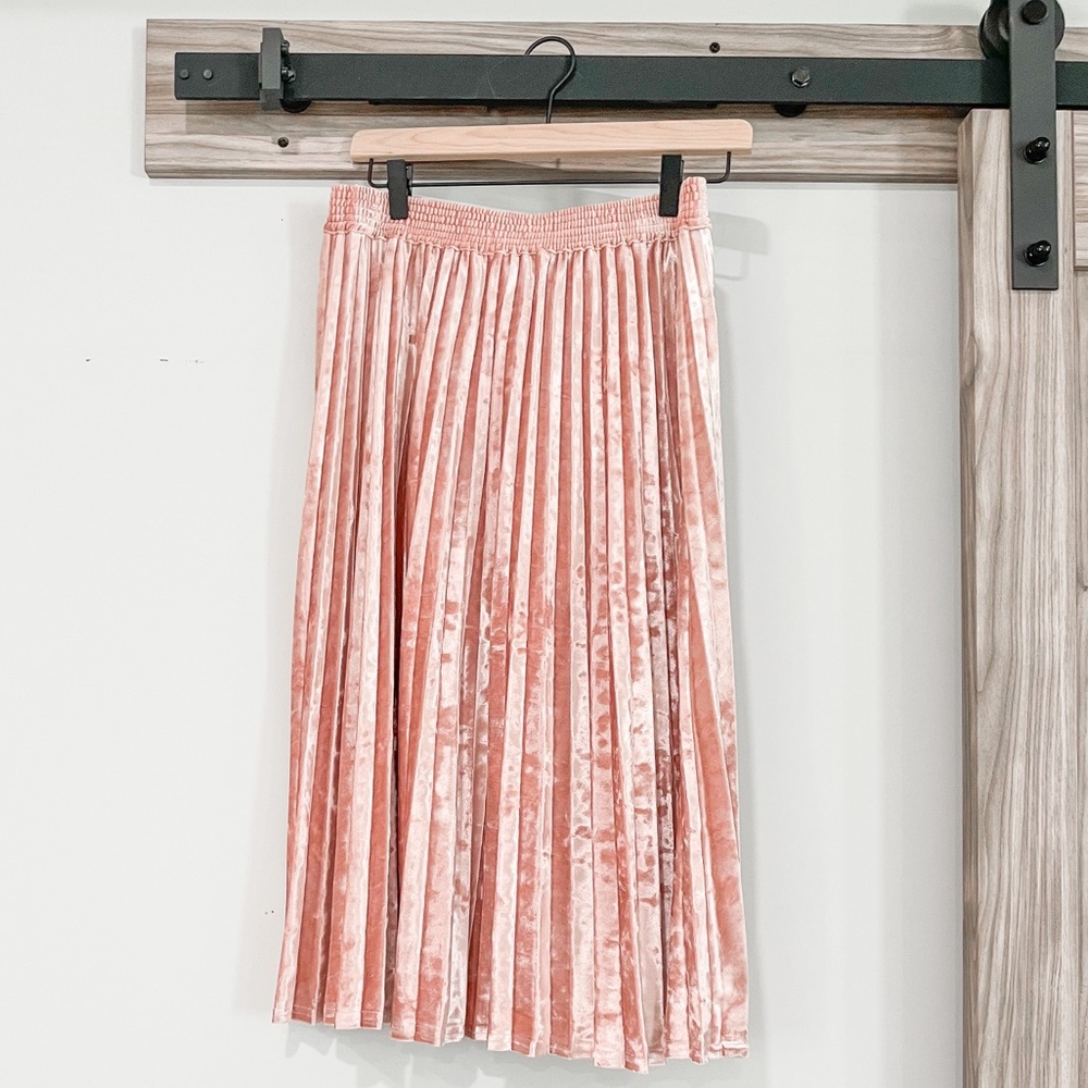 Pleated Velvet Skirt